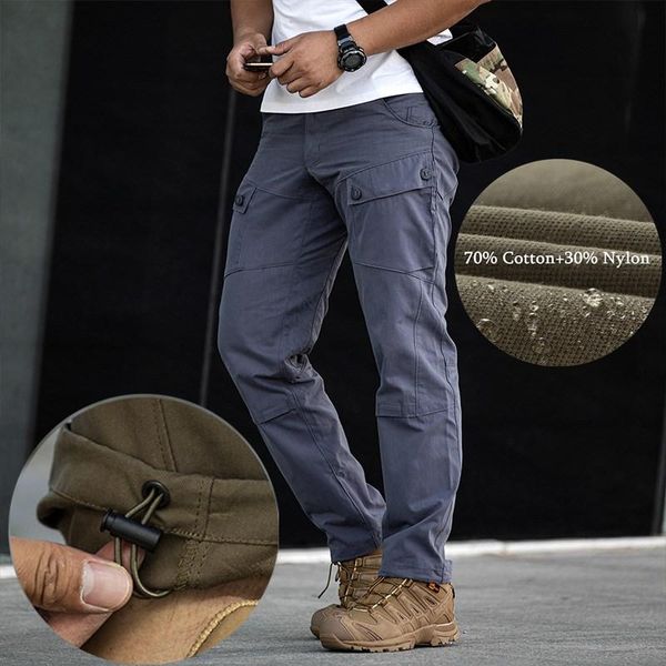 

outdoor pants men tactical cotton nylon water resistant multi-pocket trousers spring autumn fan combat training, Black;green