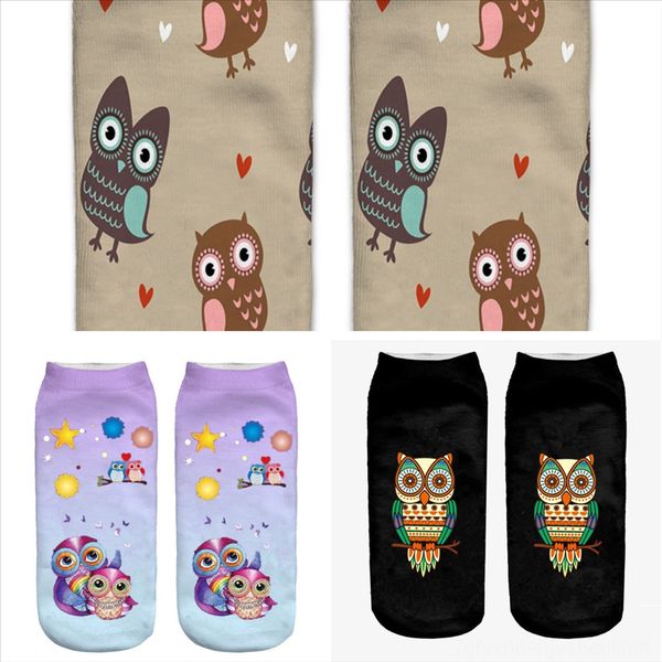 

na5ma new autumn winter vintage hip man fashion sock hop animal printxform owl printing socks hip hop harajuku happu funny socks antiskid, Black