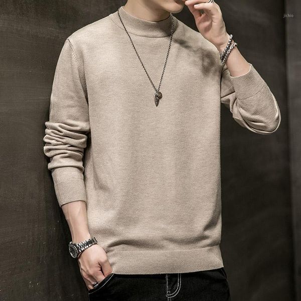 

winter mens o-neck thick warm sweater men half-turtleneck brand khaki sweaters slim fit pullover men knitwear male -xxxl1, White;black