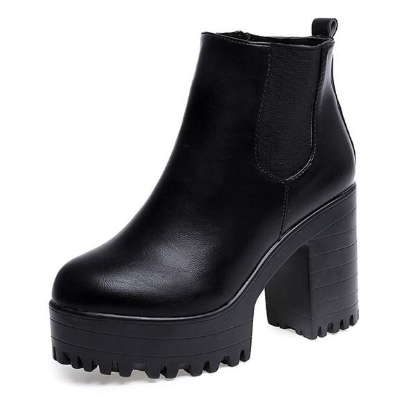 

dress shoes botas mujer fashion women boots square heel platforms zapatos pu leather thigh high motorcycle #yl5, Black