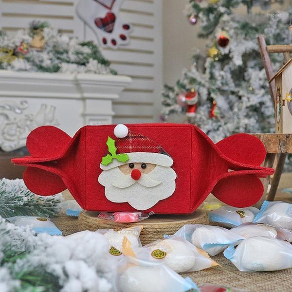 

gift wrap 1pc christmas box folding non-woven snowman old man elk candy apple bags children boite de mariage1