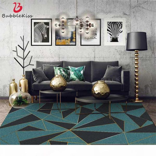 

bubble kiss modern nordic home carpet light luxury dark green black geometry room decoration teenager comfortable bedside rugs