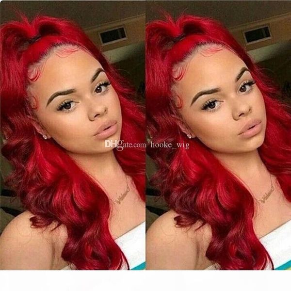 

полный шнурок человеческих волос парики красочные бразильского виргинские человеческих волос фронта шнурка парики pre-щипковых red top grade, Black;brown