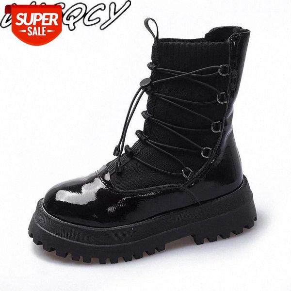 

new cross-tied ankle boots for women 2020 winter motorcycle boots increase platform shoes round toe wedges botas altas mujer pu #jf9v, Black