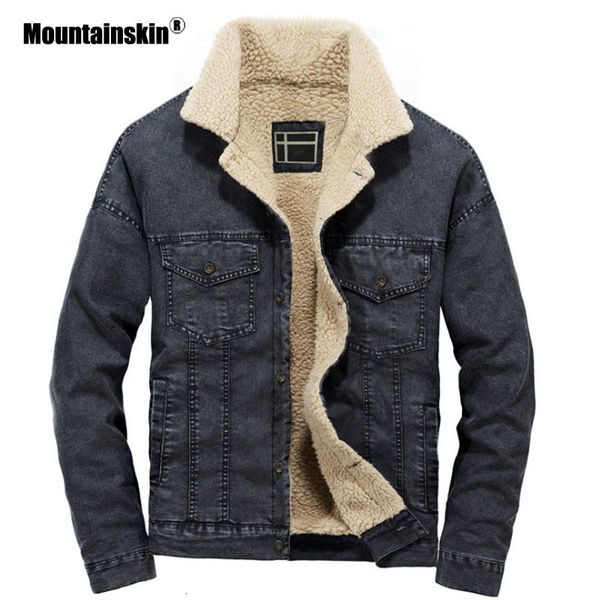 

mountainskin men's thick denim winter mens lamb wool jacket casual turndown collar thicken coat male brand clothing sa824