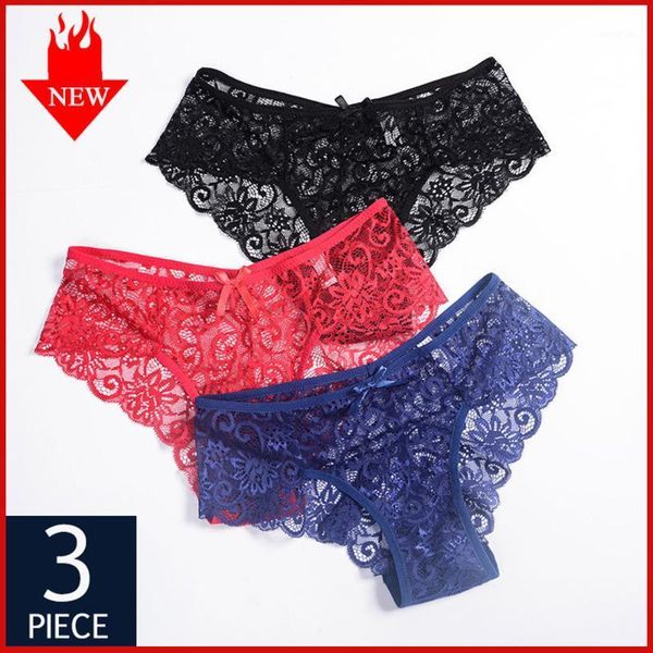 

gym clothing qiwn 3pcs/lot women's hollow out panties set underwear seamless lace sports briefs with bow low waist soft lady linge, White;black