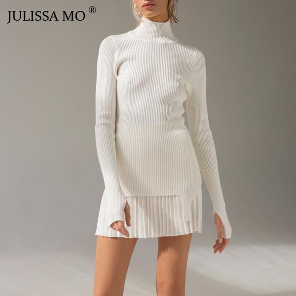 

julissa mo winter нерегулярной водолазка свитер для женщин 2020 с длинного рукавом твердых вершин свитера теплых черных основные femme пулов, White;black