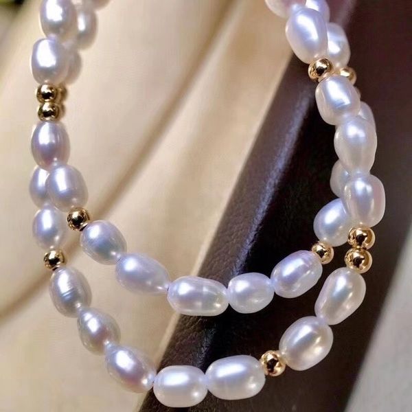 

sell 2020 classic jewelry set seed shape small natural white genuine pearl high luster women necklace and bracelet wedding, Silver