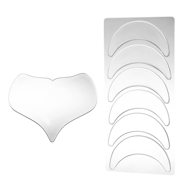 

reusable anti wrinkle treatment chest pad+facial pad set silicone transparent removal patch skin care remove wrinkles fine lines