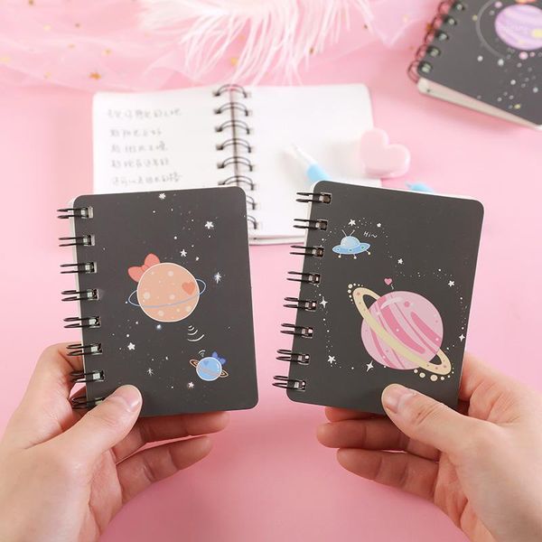 

notepads a7 dream planet cute mini portable coil notepad diary book exercise escolar papelaria school office supply1, Purple;pink