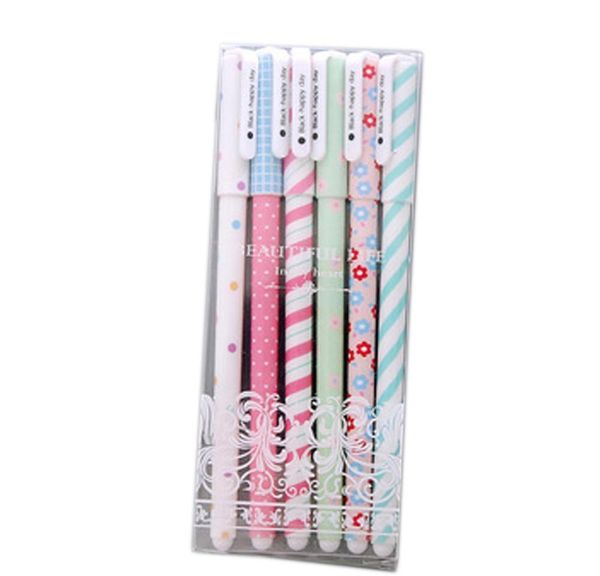 

6 pcs/set cute pens ballpoint pens black color gel pen set cartoon kiy office accessories school sup bbyrha lg2010, Blue;orange