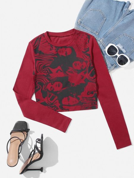 

figure pattern crop tee e6g7#, White