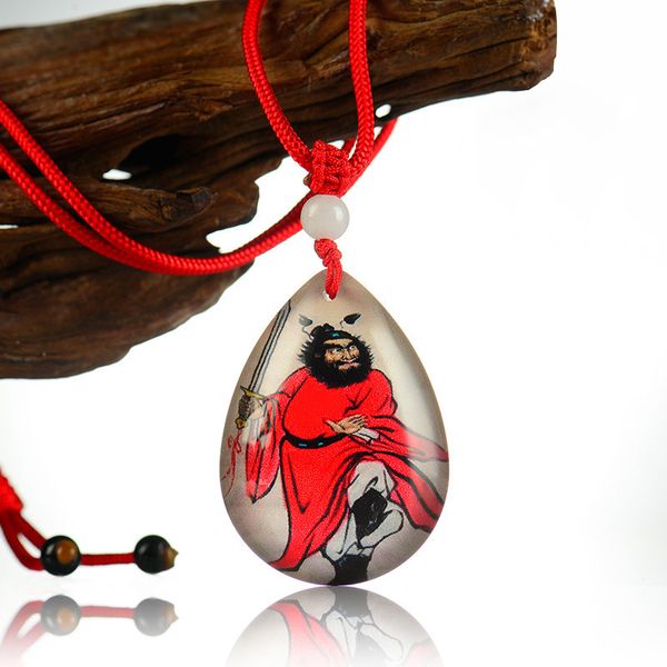 

Factory direct sales crystal guangong pendant large knife Buddha statue bells men's and women's necklace custom photo name pendant wholesale, Silver