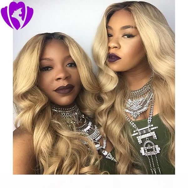 

colored 1b 30 blonde ombre lace front synthetic wig with baby hair pre plucked body wavy brazilian highlight hair cosplay wig women, Black