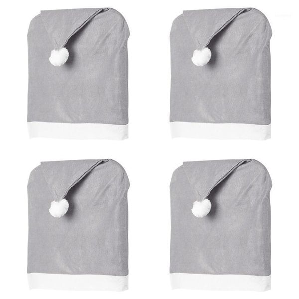 

4 pcs new year and christmas fashion decorations grey non-woven big hat chair cover1
