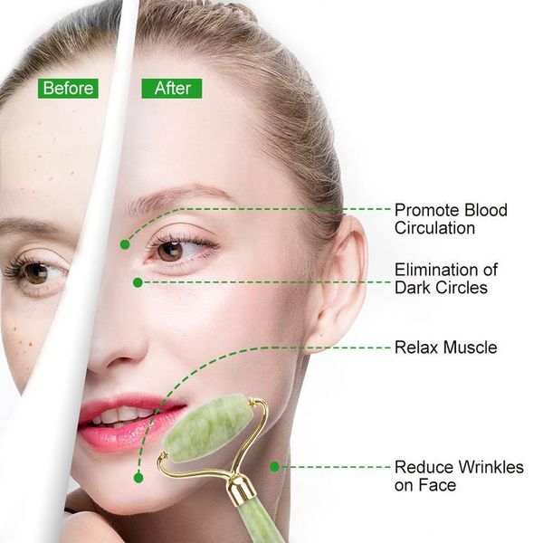 

natural jade roller with gift box heart guasha scraping board slimming face lifting facial massager facial skin beauty jllqeq