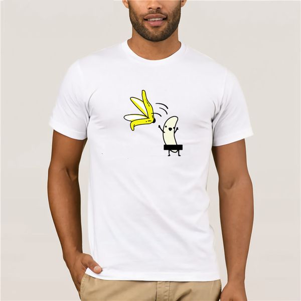 

men's cartoon fun t-shirt banana disrobe funny print summer humor design joke hipster t shirt, White;black