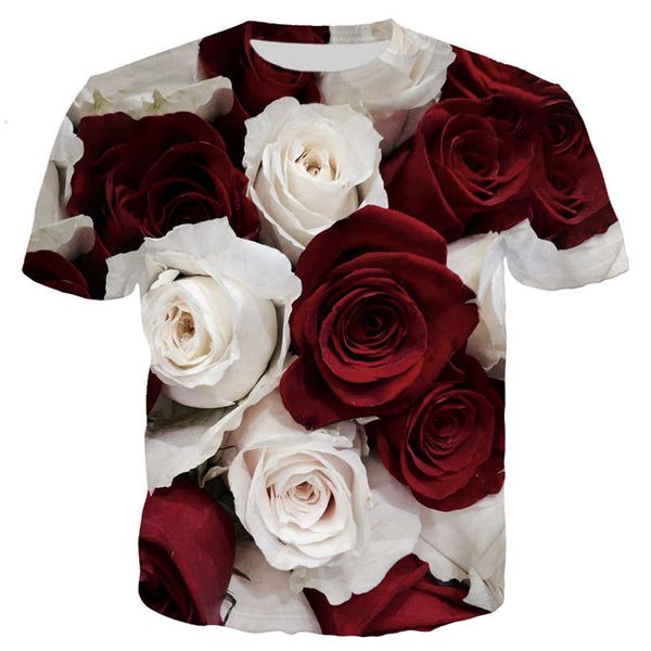 

new cool beautiful roses 3d print shirts humor oversized aesthetic men clothing