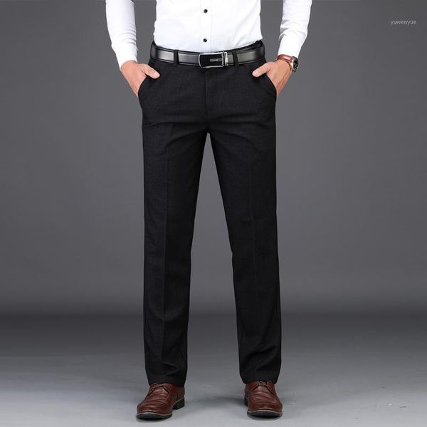 

plus zise 42 44 46 dress pants men classic style business casual loose straight stretch black trousers male brand1, White;black