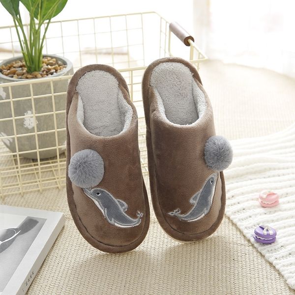 

winter children slippers for girls and boy cartoon dolphin slipper cotton home shoes warm plush indoor kids floor shoes y201028, Black;grey