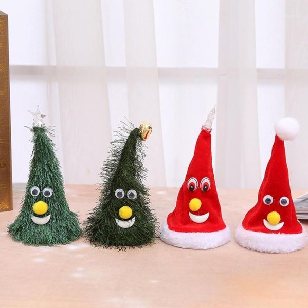 

6 inch electric christmas hat shaking star bell toy decoration christmas tree glowing decoration for home children toy1
