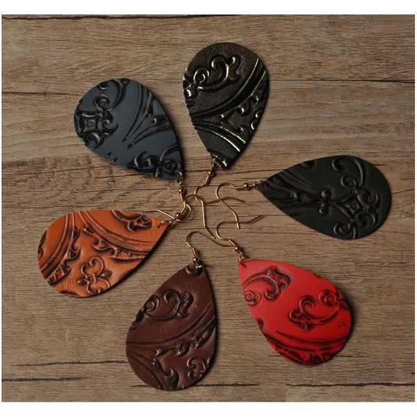 

s685 fashion jewelry women's pu leather earrings embossing water-drop faux leath sqcgdz homes2007, Silver