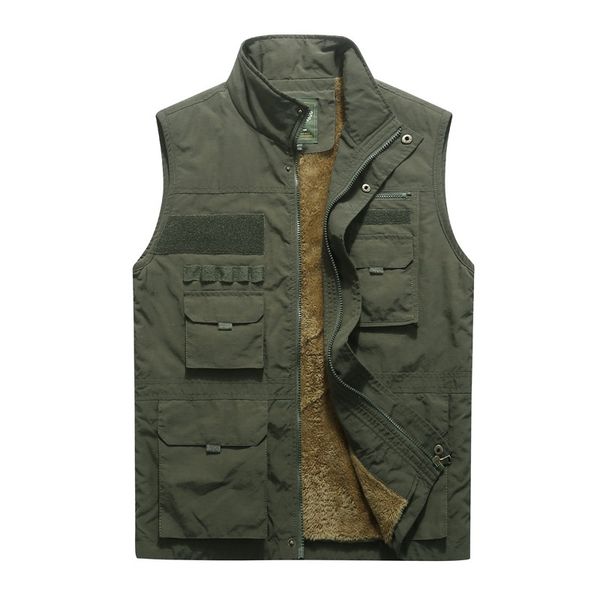 

mens vests men's sleeveless vest jacket coats men casual winter warm outdoors travels vest multi-pocket waistcoat male, Black;white