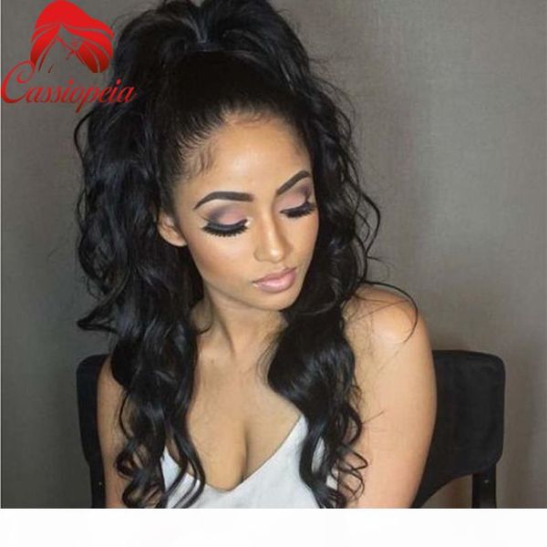 

высокий хвостик сыпучей волны бразильской виргинские человеческих волос полных парики шнурка с ребенком волосами для чернокожих женщин top l, Black;brown