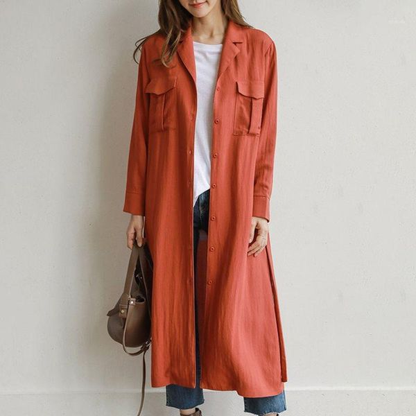 

2019 spring autumn casual linen windbreaker women japan korean fashion cape jacket solid khaki slim thin coat long cardigan1, Tan;black