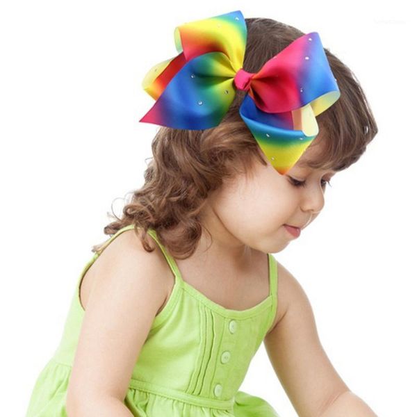 

hair accessories m mism 8" big bow ties children girls lovely clips grosgrain fine hairpins rhinestone for kids hairgrips1, Slivery;white