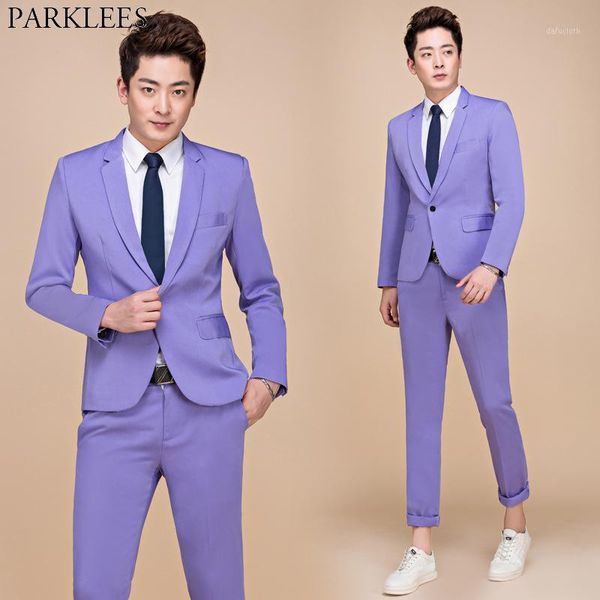 

purple one button slim fit suit men 2020 spring new wedding party stage singer prom 2 piece suit (jacket+pants) ternos masculino1, White;black