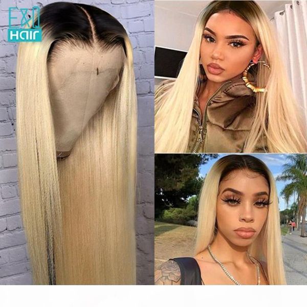 

180% t1b613 honey blonde colored lace front human hair wigs for women pre plucked brazilian remy straight transparent lace wigs, Black;brown