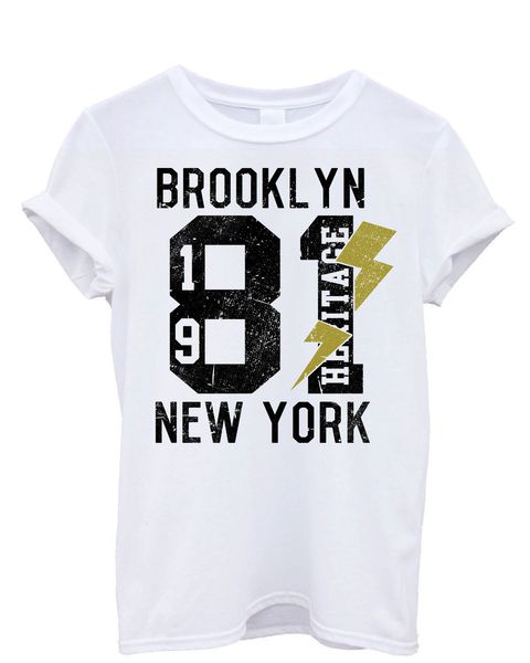 

t-shirt uomo brooklin 81 heritage black logo - maglia 100% cotone - bianconew t shirt spring summer sport hooded sweatshirt hoodie