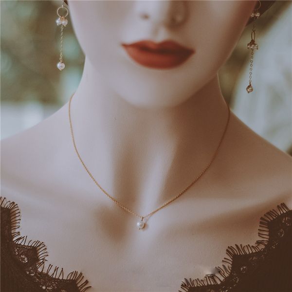Collana di perle d'acqua dolce naturali Collana girocollo in oro riempito Gioielli di perle fatte a mano Collana vintage minimalista Collier per donna Q0531