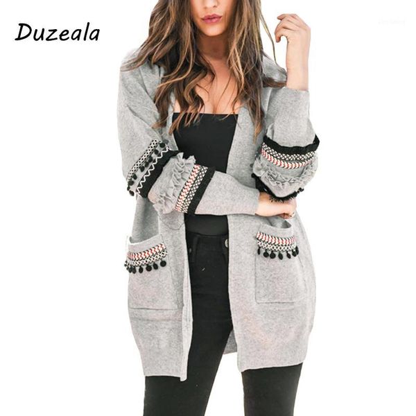 

long sleeve cardigan ladies winter knitted boho female sweater cardigan floral outerwear tassel spanish elegant casual long coat1, White;black