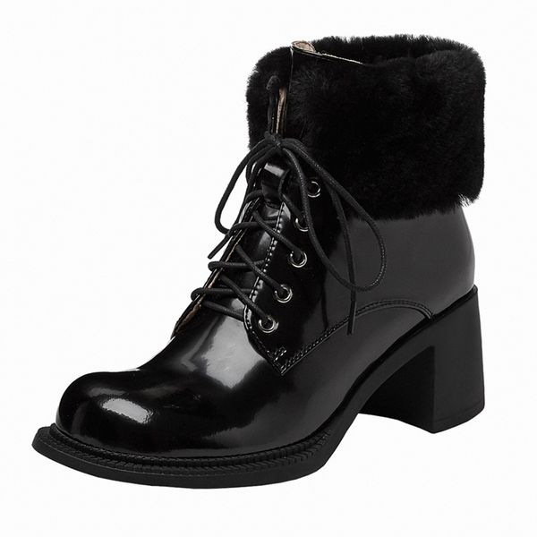 

2021 nova moda alta qualidade couro genuno botas tornozelo feminino elegante cruz amarrada plataforma alto bombass trabalhando sapatos 9ka7, Black