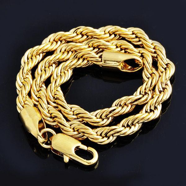 

womens mens jewelry twisted chain rope bracelet yellow gold plated 8.7inch 3/4/5mm wide fashion party jewelry jewellery, Black
