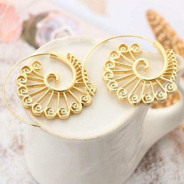 

women gold 1 whirlpool earrings for pair jewelry accessories bohemian color 4cm earring statement alloy, Golden;silver
