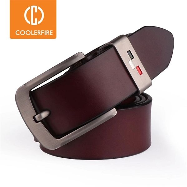 

coolerfire men genuine leather belts vintage style male strap classic jeans for men 051 220315, Black;brown