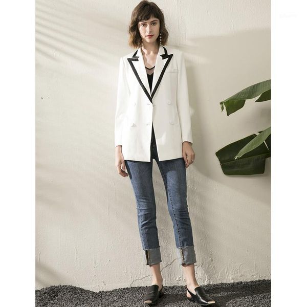 

autumn new design women's blazer black white business fashion edging temperament female formal blazers suit 2020, White;black