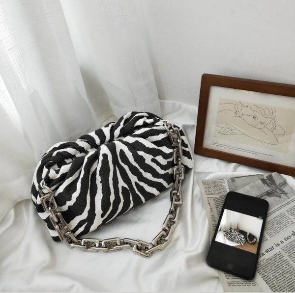 

hbp soft voluminous clutch with square ring chain shoulder pu strap zebra print sling bag big silver chain fashion handbags for girl