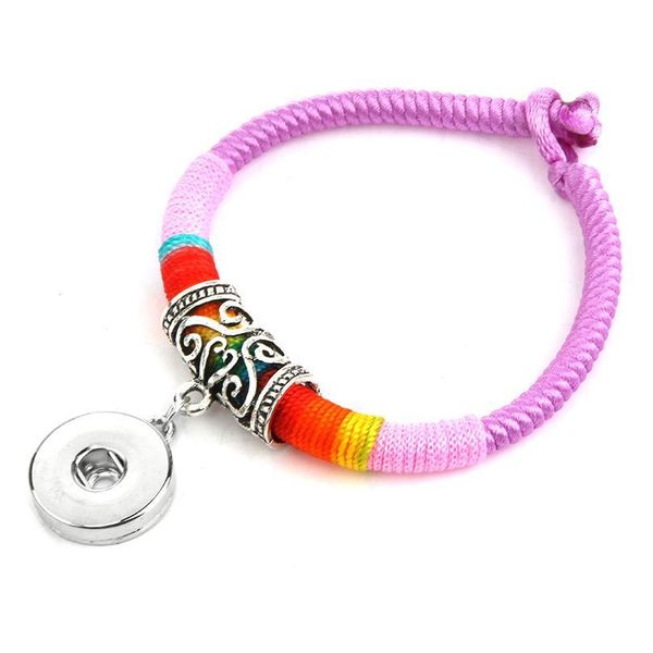 

the bloomer snap bracelet black rope armband cloth weave ethnic buttons bracelet fit 18mm snap jewel bbyjmc, Golden;silver