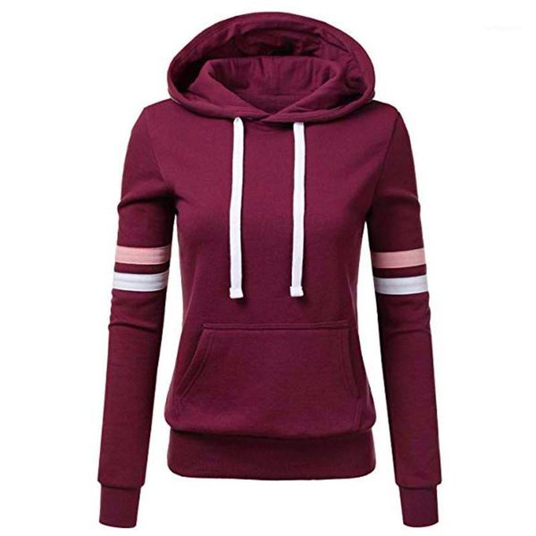 

womail hoodie sweatshirts ladies women's hoodies women stripe long sleeve blouse hooded pocket pullover shirt d3007211, Black