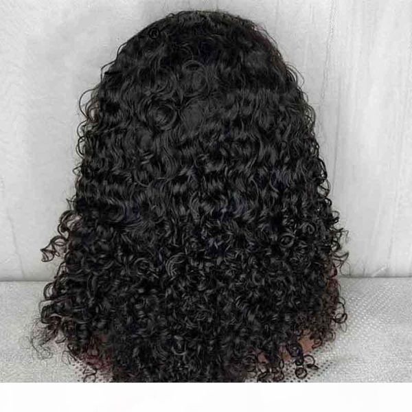 

remy invisible 360 lace frontal wig brazilian afro fake scalp preplucked for women, Black