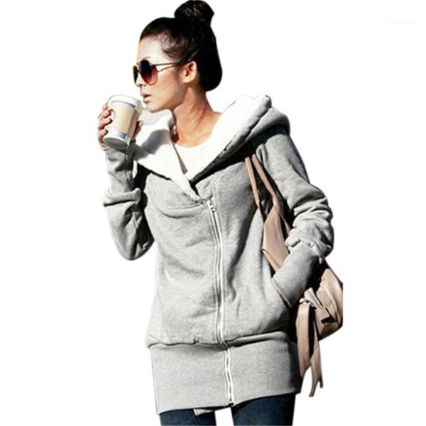 

zanzea womens hoodies overcoat winter autumn fleece coat zip up outerwear female hooded sweatshirts long jacket parka plus size1, Black