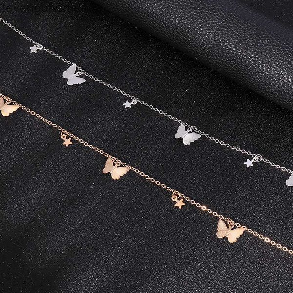 

factorykkx7star butterfly fresh wind romantic chain sequin necklace, Silver