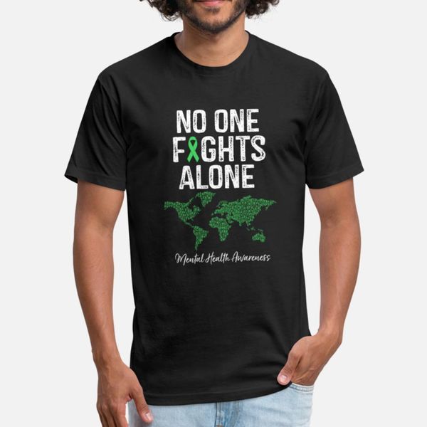 

no one fights alone mental health awareness gift designers graphic t shirt humor breathable tracksuit hoodie sweatshirt