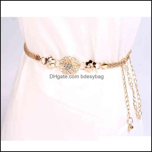 

belts & accessories fashion women lady metals chain gold color belt body elegant unique drop delivery 2021 x5gxb, Black;brown