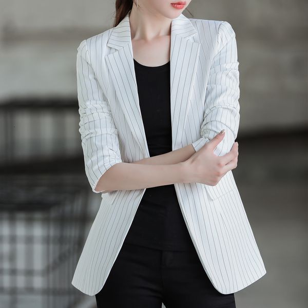 

2020 new fashion business interview striped suits women work office ladies long sleeve casual blazers