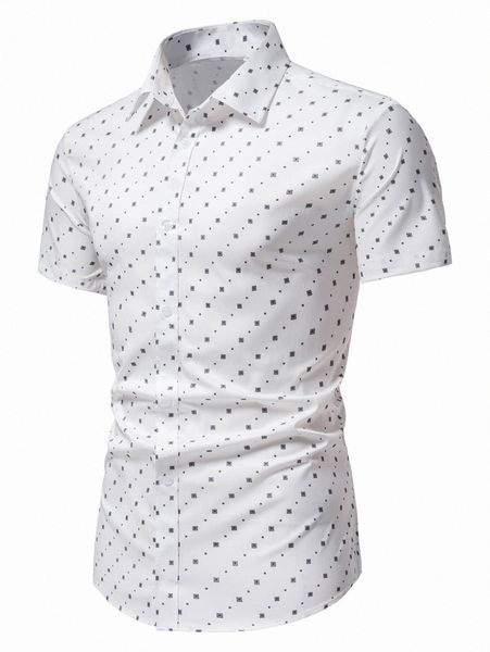 

men allover geo print shirt a0e3#, White;black